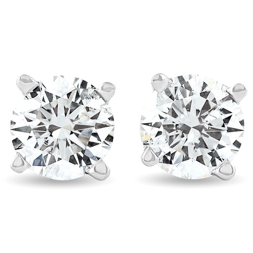 Certified 1 Ct TW Diamond Studs 14K White Gold Screw Back Earrings (FG, SI2-I1) (F-G, SI)