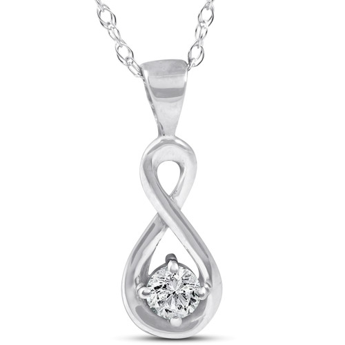 1/10Ct Diamond Solitaire Knot Pendant 10k White Gold Womens Necklace (G-H, I1)