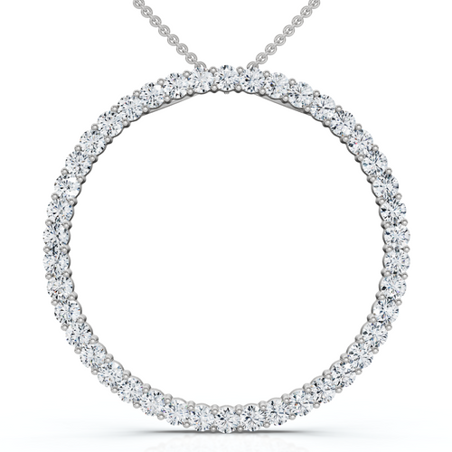 1Ct TW Circle Diamond Pendant 18" Necklace Lab Grown 1" Tall (G-H, VS)