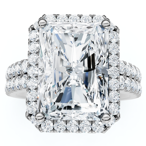 Certified 4.7Ct Debra Radiant Cut Double Row Engagement Ring 14k Gold Lab Grown (E-F, VS)