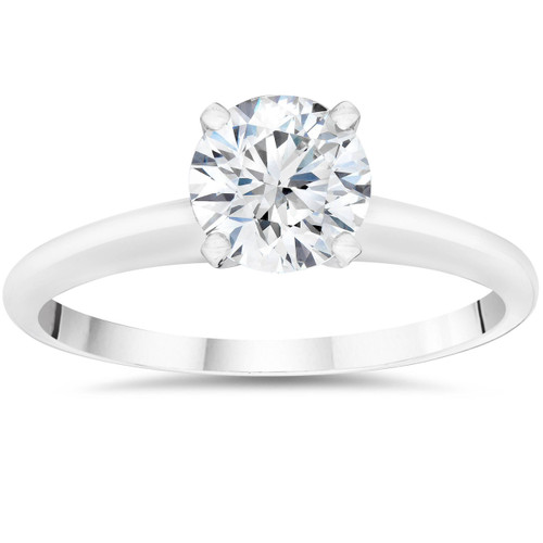 3/8ct Lab Created Solitaire Diamond Engagement Ring 14k White Gold (F-G, VS)