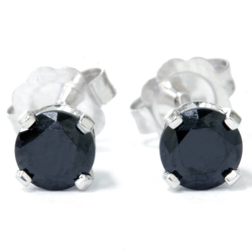 1/2ct Black Spinel Studs Earrings 14K White Gold