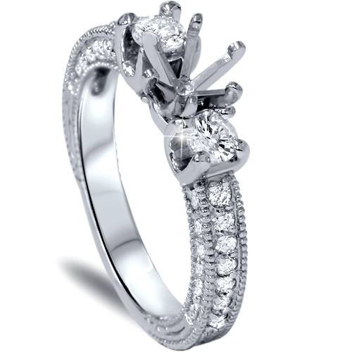 1 1/8ct Vintage Accent Diamond Ring 14K White Gold (G-H, VS) 1 1/8ct Vintage Accent Diamond Ring 14K White Gold (G-H, VS)