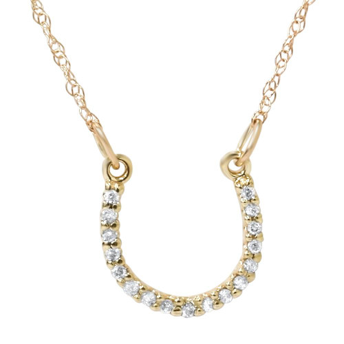 1/10ct Petite 14k Yellow Gold Diamond Horseshoe Pendant (H-I, I2-I3)