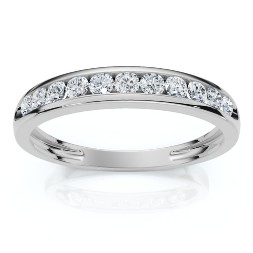 1/4ct Diamond 10k White Gold Wedding Anniversary Guard Ring (G-H, I2-I3)