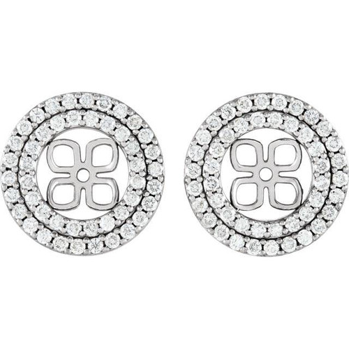 7/8Ct Double Halo Diamond Earring Jackets 14K White Gold (For 8mm Pearls) (H-I, I1) 7/8Ct Double Halo Diamond Earring Jackets 14K White Gold (For 8mm Pearls) (H-I, I1)