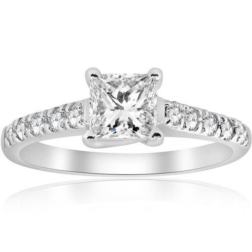 1 1/4ct Princess Cut Diamond Engagement Ring 14k White Gold Lab Grown (F-G, VS)