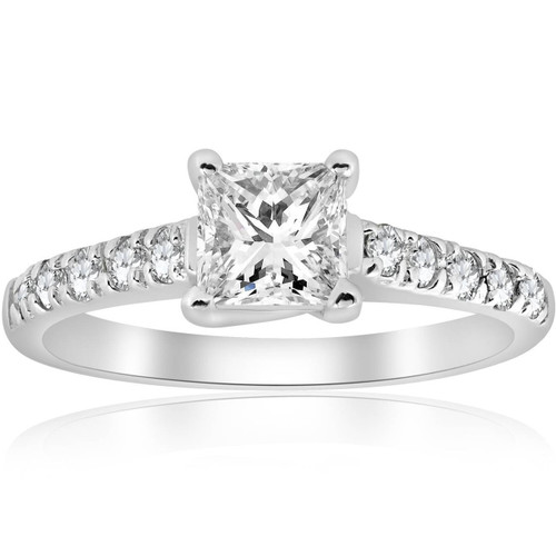 1 1/4ct Princess Cut Diamond Engagement Ring 14k White Gold Lab Grown (F-G, VS)