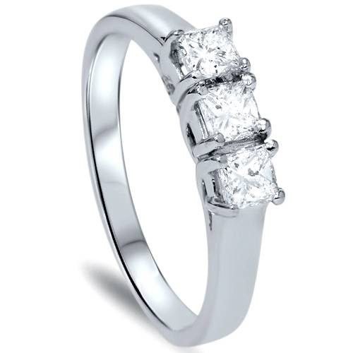 5/8ct Three Stone Diamond Ring 14K White Gold (G-H, I1)