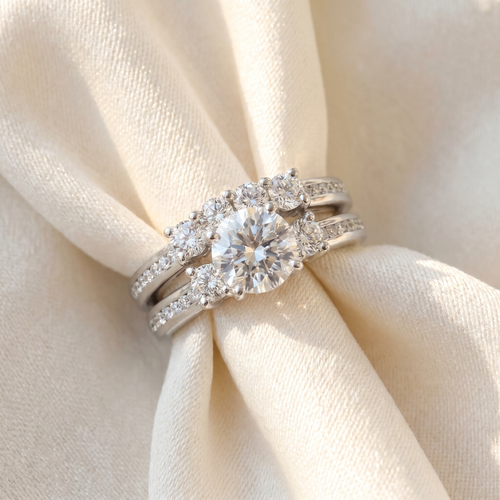 3 1/2ct Enhanced Diamond Engagement Ring Wedding Set 14K White Gold Watch Video (H-I, I1)