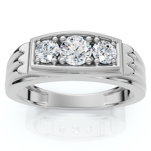 3/4ct Diamond Mens 14K White Gold Wedding Ring (H-I, I1)