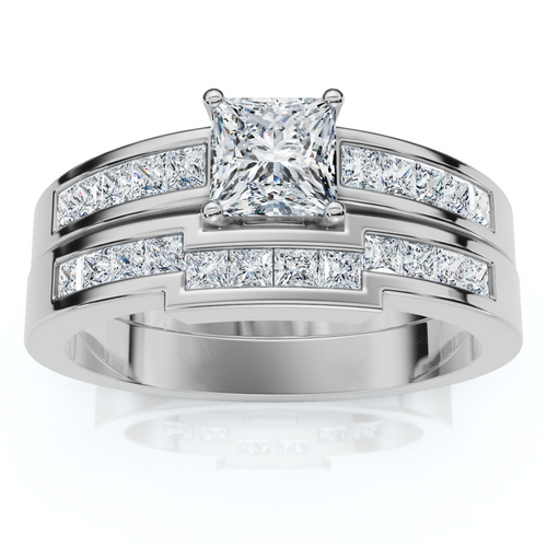 1ct Princess Cut Channel Set Diamond Wedding Engagement Ring 14K White Gold (G-H, VS2-SI1)
