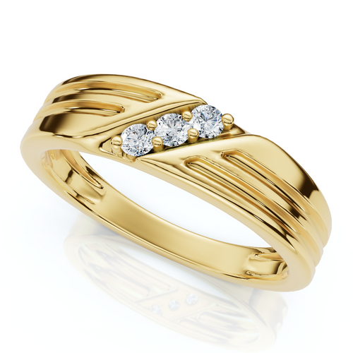 Mens 14k Yellow Gold Diamond Wedding Anniversary Ring (G-H, I2-I3)