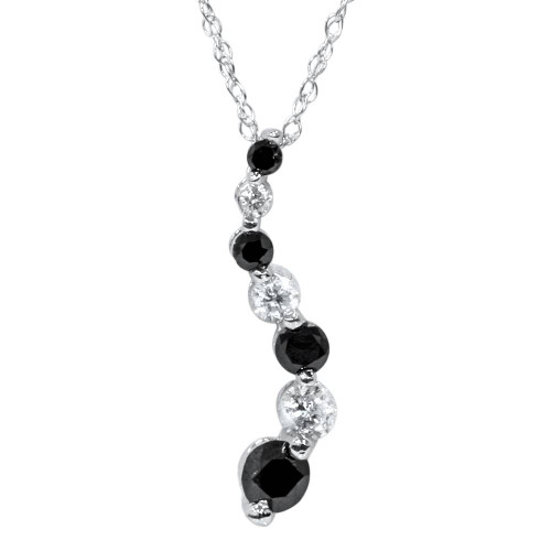 White Gold 1/2ct Black & White Diamond Journey Pendant (G-H, SI)