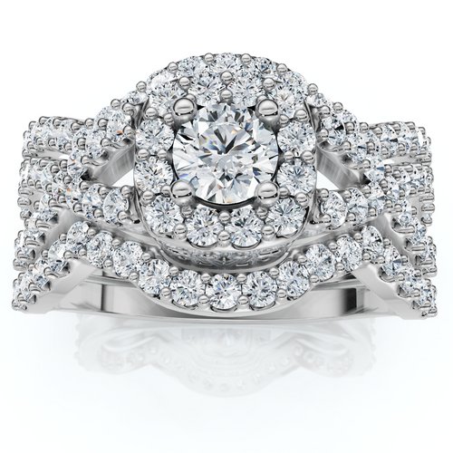 1 1/10Ct Diamond Engagement Bridal Wedding Ring Set 10K White Gold (H-I, I1)