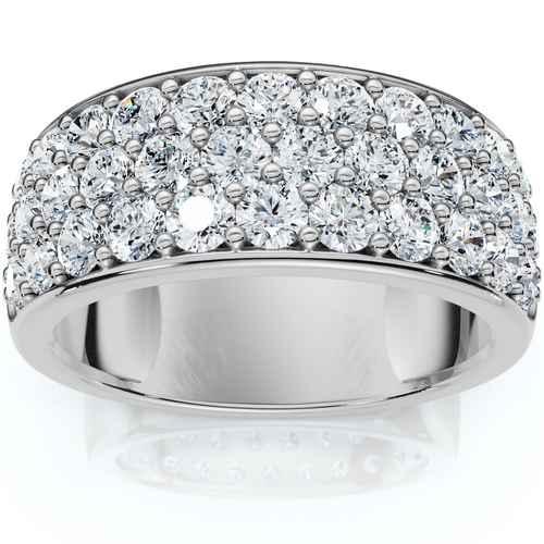 1 1/2ct Pave Diamond Wedding Anniversary 10K White Gold Womens Wide Band (G-H, I1)