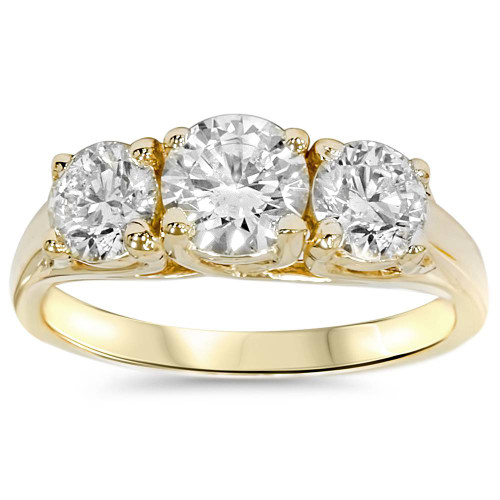 2ct Round Diamond 3-Stone Engagement Ring 14K Yellow Gold (H-I, I2-I3) 2ct Round Diamond 3-Stone Engagement Ring 14K Yellow Gold (H-I, I2-I3)