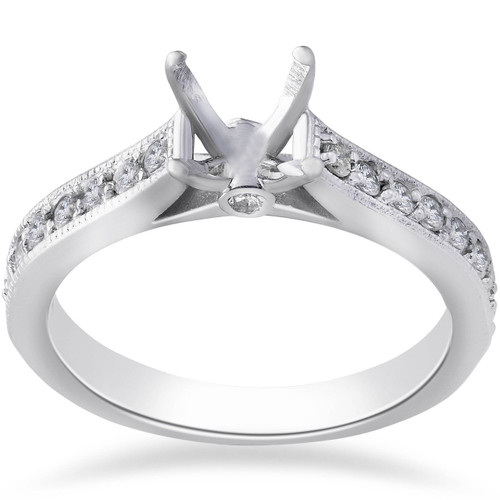 1/3ct Diamond Engagement Semi Mount Ring 14K White Gold (G-H, SI)