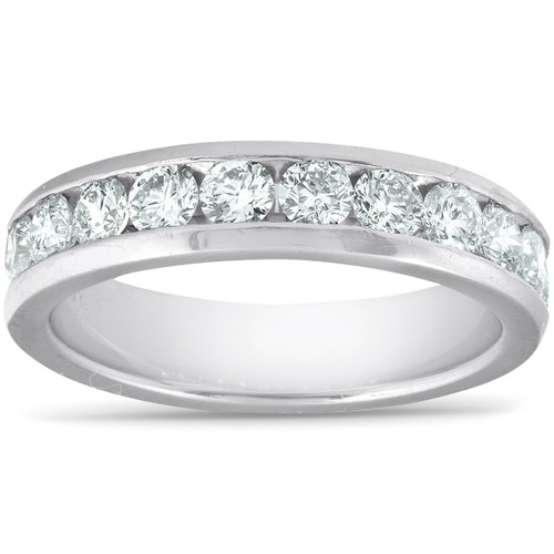 1ct Lab Grown Diamond Wedding Ring Platinum Channel Set Eco Friendly (F-G, VS)