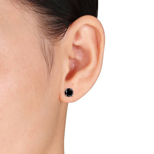 women's black diamond stud earrings