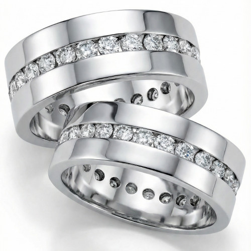 3ct Matching Diamond Eternity Wedding Band Ring Set (G-H, I1)