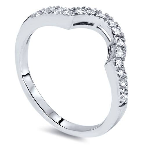 1/3ct Diamond Curved Notched Wedding Ring 14K White Gold (G-H, I1)