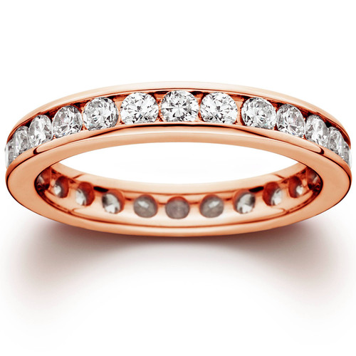 1 1/2ct Channel Set Diamond Eternity Ring 14K Rose Gold (H-I, I1)