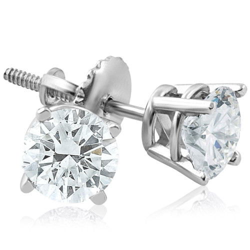 Screw Back 1ct Diamond Studs 14k White Gold (D-E, SI) Screw Back 1ct Diamond Studs 14k White Gold (D-E, SI)