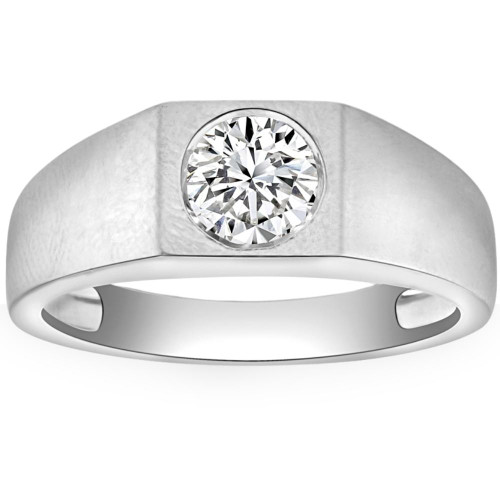 1 ct Solitaire Diamond Mens Wedding Ring 14k White or Yellow Gold (G-H, I1)