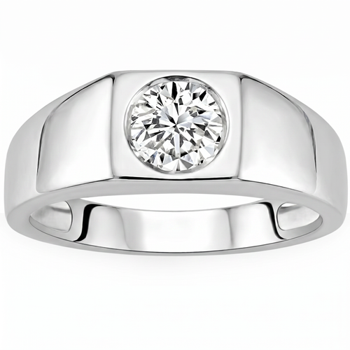 1 ct Solitaire Diamond Mens Wedding Ring 14k White or Yellow Gold (G-H, I1)