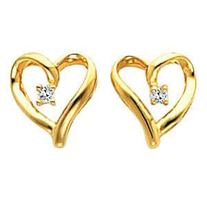 Diamond Heart Shape Earrings 14k Gold