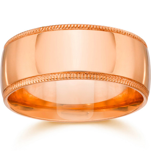 10mm Milgrain 14K Rose Gold Polished Wedding Band 10mm Milgrain 14K Rose Gold Polished Wedding Band