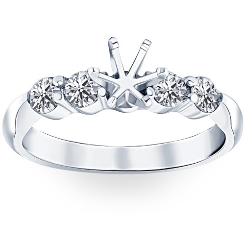 1/2ct Diamond Semi Mount Engagement Ring 14K White Gold Round Setting (G-H, I1)