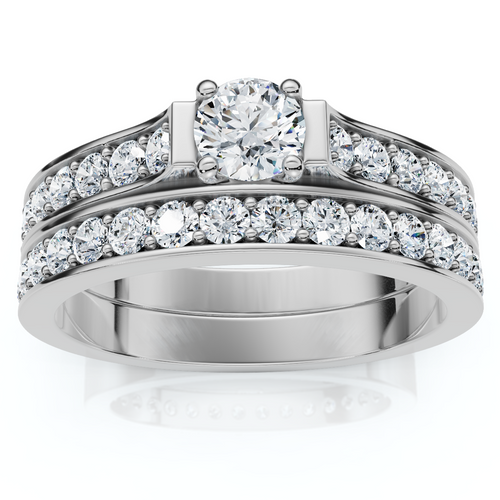 1/2ct Diamond Engagement Matching Wedding 14K White Gold Ring Set (G-H, I1)