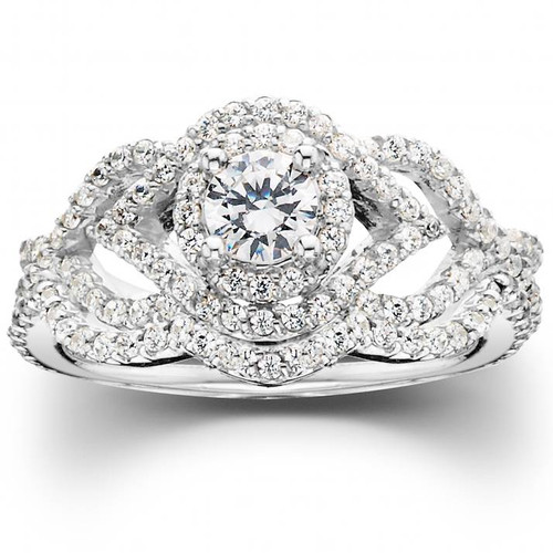 1 CT Diamond Intertwined Engagement Matching Wedding Ring Set 10K White Gold (H/I, I1-I2)