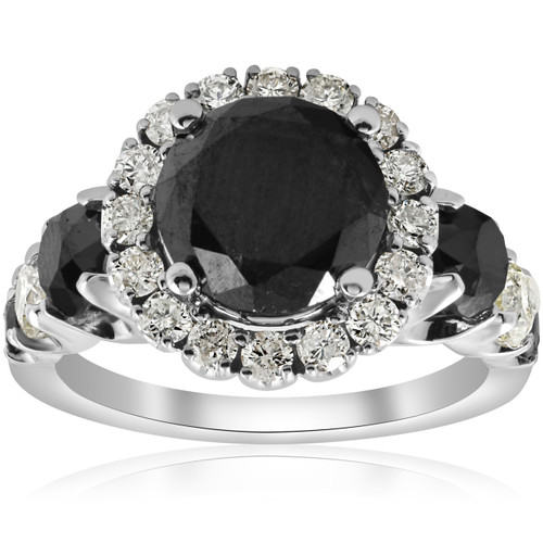 5ct Black & White Diamond Halo Engagement Ring 14k WHite Gold (I-J, I1) 5ct Black & White Diamond Halo Engagement Ring 14k WHite Gold (I-J, I1)