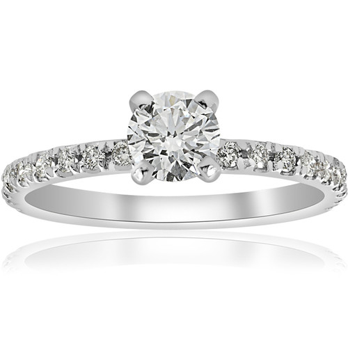 3/4ct Diamond Engagement Ring French Pave Set 14k White Gold (H-I, I1) 3/4ct Diamond Engagement Ring French Pave Set 14k White Gold (H-I, I1)