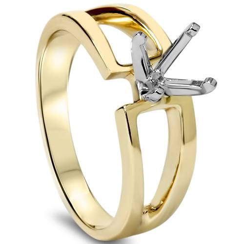 Contemporary Solitaire Engagement 14K Gold Ring Setting Contemporary Solitaire Engagement 14K Gold Ring Setting