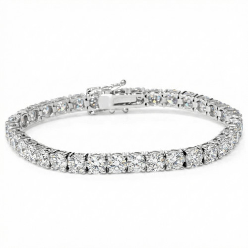 8CT Oval Lab Grown Diamond Tennis Bracelet 14K White Gold 7"