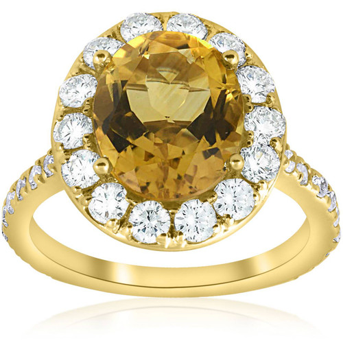 4 1/2 cttw Oval Citrine Diamond Halo Vintage Ring Engagement 14k Yellow Gold (G-H, SI) 4 1/2 cttw Oval Citrine Diamond Halo Vintage Ring Engagement 14k Yellow Gold (G-H, SI)