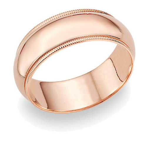 10mm Milgrain Plain High Polished Dome Wedding Band 10k White, Yellow, Rose Gold 10mm Milgrain Plain High Polished Dome Wedding Band 10k White, Yellow, Rose Gold