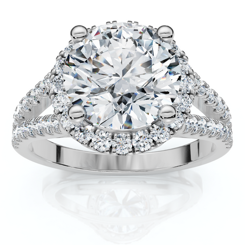 Certified 2 1/2Ct Halo Split Shank Diamond Engagement Ring 14k Gold Lab Grown (G-H, VS2-SI1)