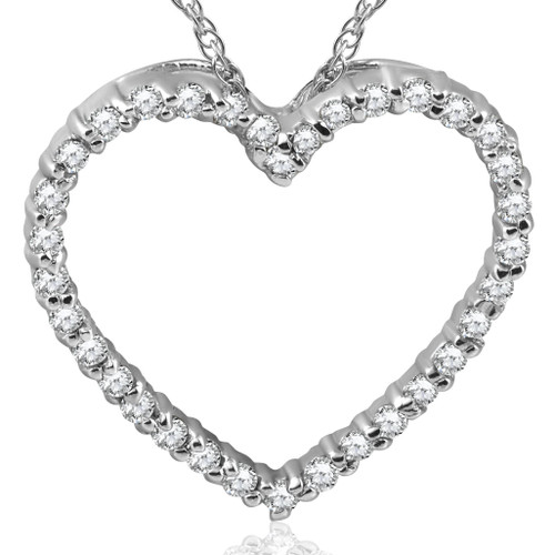14K White Gold 1/2ct Diamond Heart Pendant Necklace (G/H, I2)