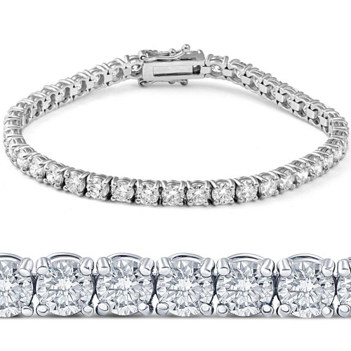 11ct Lab Grown Round Cut Diamond Tennis Bracelet 14K White Gold 7" (F-G, VS)