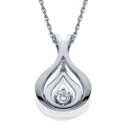 Round Cut Diamond Solitaire Pendant & Chain White Gold 5/8" Tall (G-H, SI)