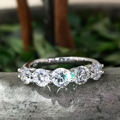 2cttw Diamond 5 Stone U Prong Wedding Round Cut Ring 14k White Gold (H-I, I1) 2cttw Diamond 5 Stone U Prong Wedding Round Cut Ring 14k White Gold (H-I, I1)
