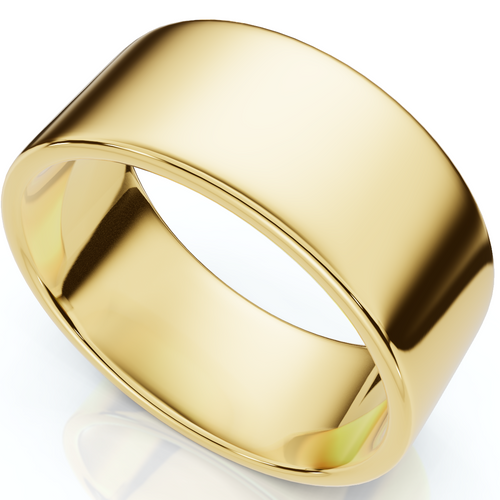 9mm Flat High Polished Wedding Band 14K Yellow Gold