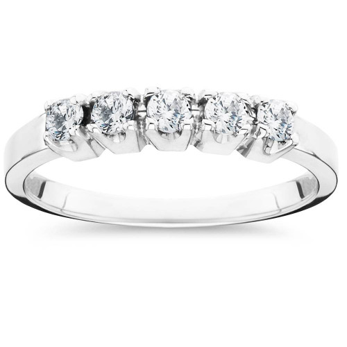1/4ct 5 Stone Diamond Wedding Ring 14K White Gold (G-H, SI)