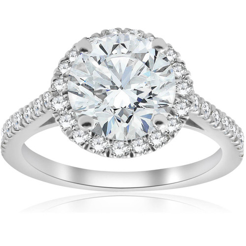 2 1 2 Ct Halo Round Cut Diamond Engagement Ring 14k White Gold