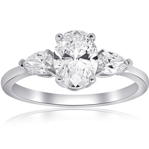 1 1/2CT Oval & Pear Shape Diamond Engagement Ring 14k White Gold (G-H, VS) 1 1/2CT Oval & Pear Shape Diamond Engagement Ring 14k White Gold (G-H, VS)